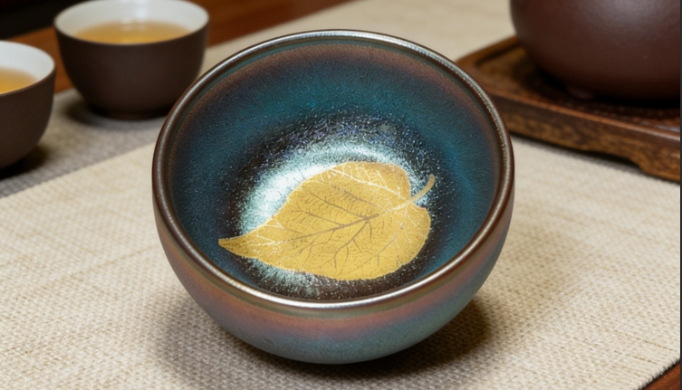 Handcrafted Jianzhan Tea Bowl Natural Kiln Transformation Retro Chinese Tea Ceremony Cup