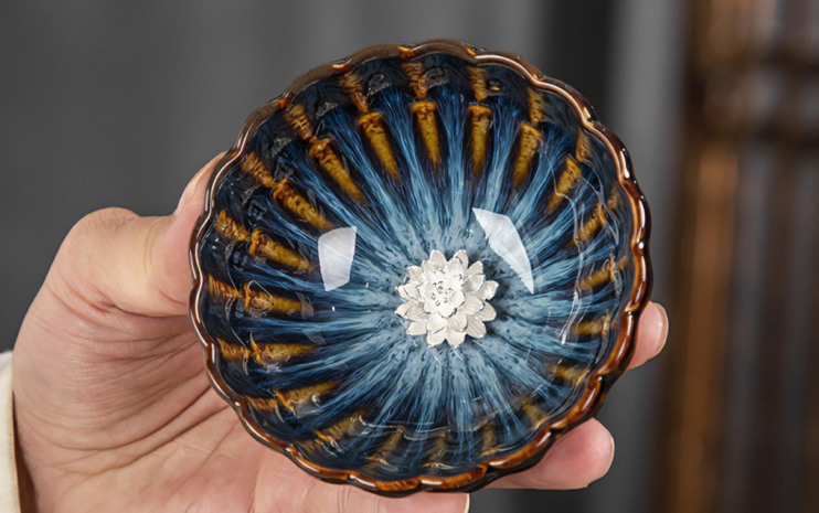 Color Gold Kiln Change Jianzhan Cup Shiny Glaze Unique Handcrafted Tea Lover Gift