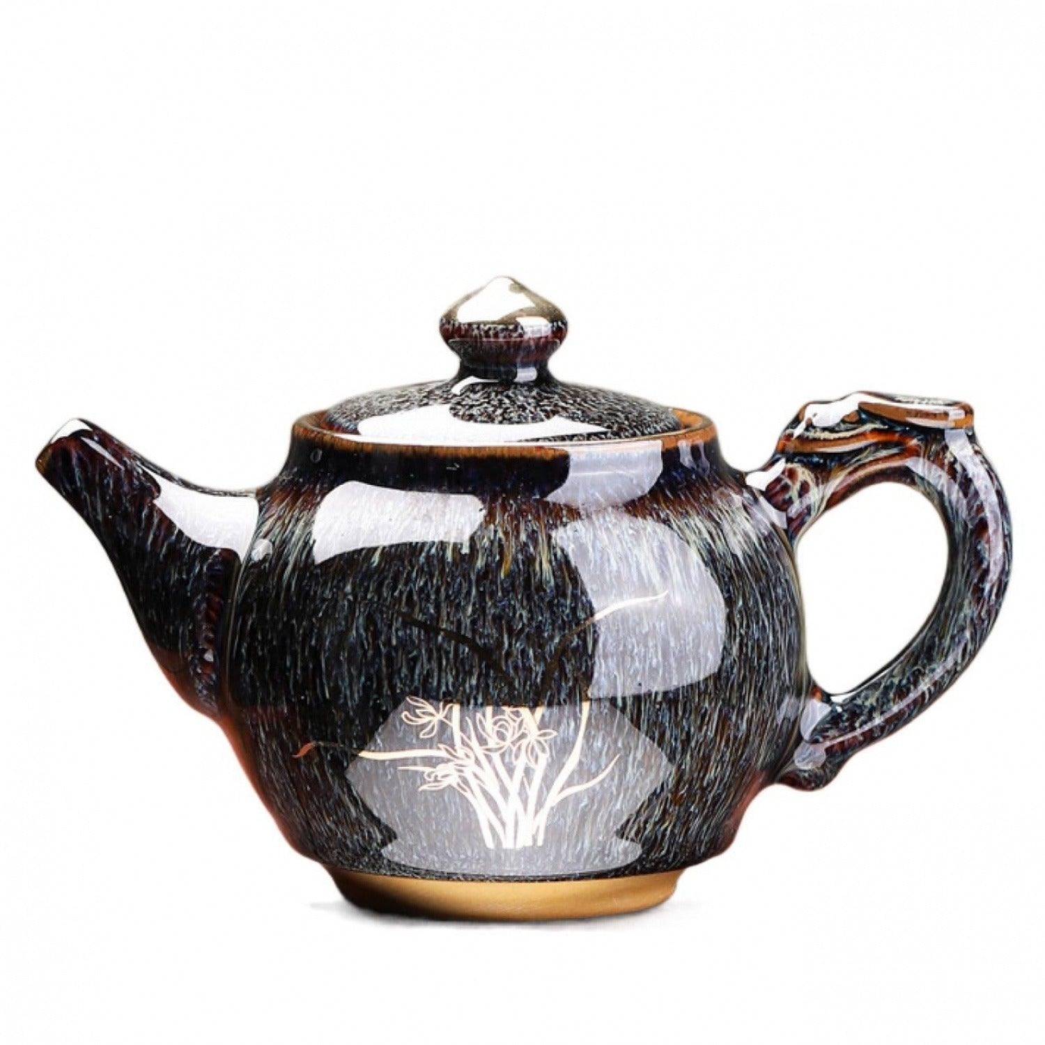 Jun Gray Gold Orchid Kiln Change Ceramic Teapot