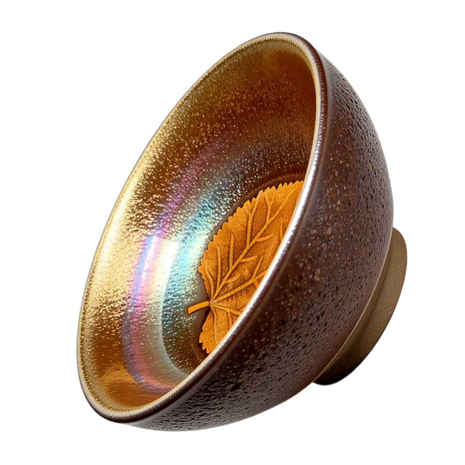 Gold Leaf Tenmoku Iron Body Large Master Tea Cup