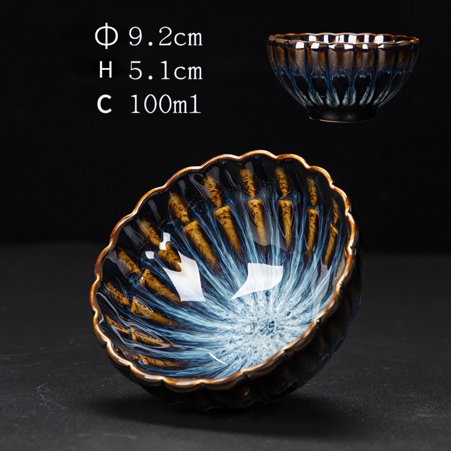 Tenmoku Kiln Change Silver Inlaid Master Tea Cup