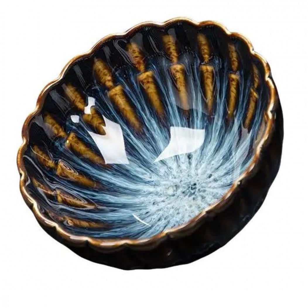 Tenmoku Kiln Change Silver Inlaid Master Tea Cup