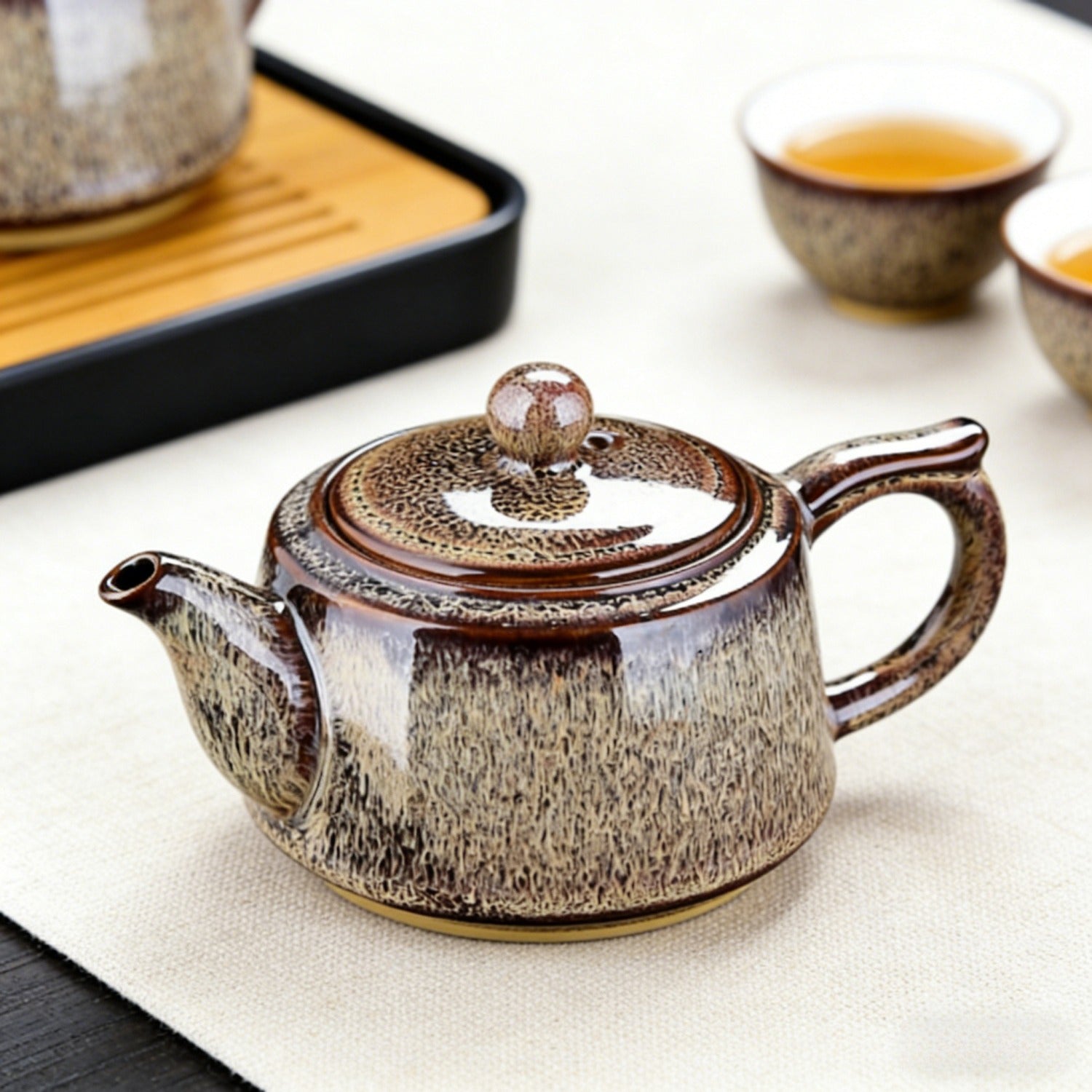 Eggplant Purple Kiln Change Ceramic Teapot