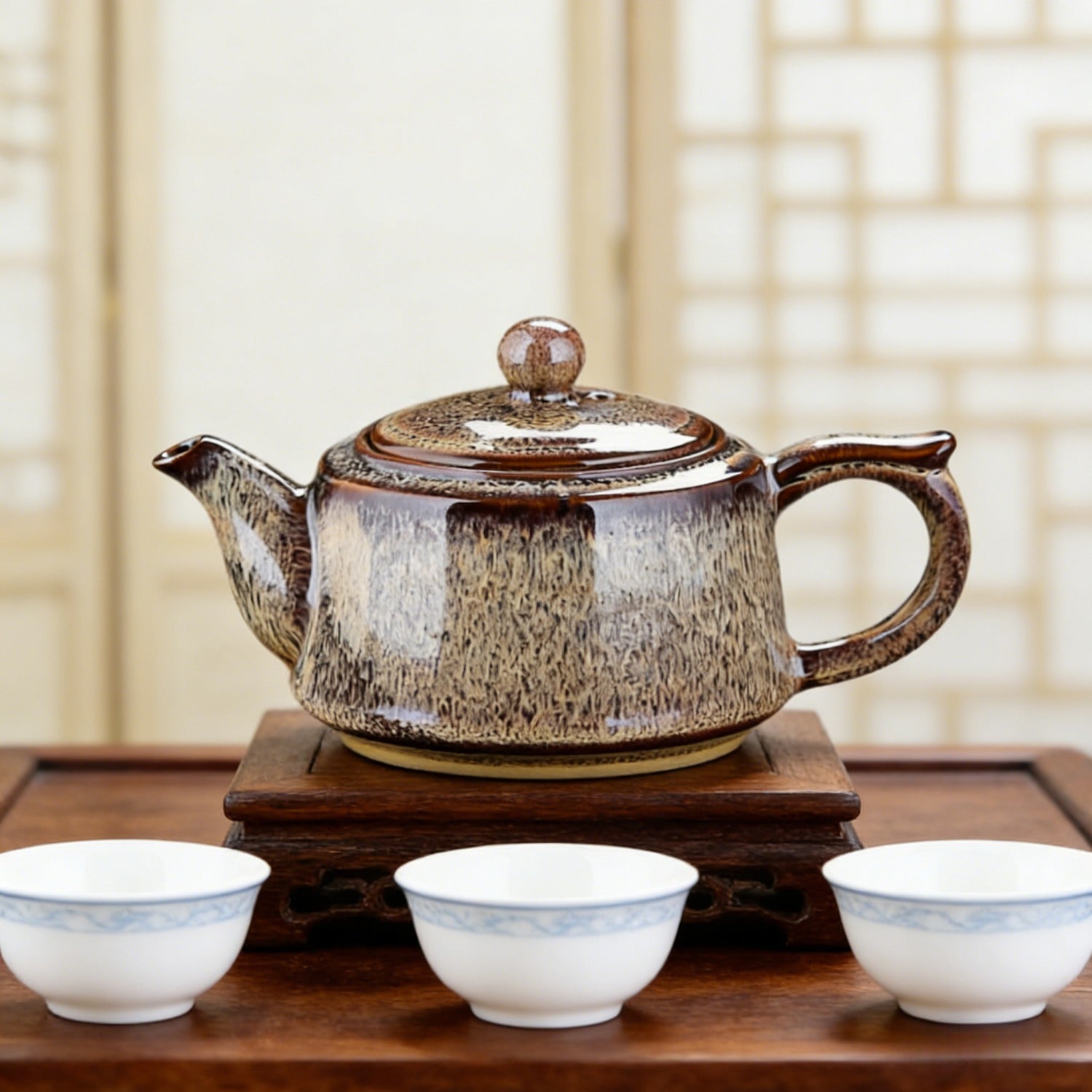 Eggplant Purple Kiln Change Ceramic Teapot