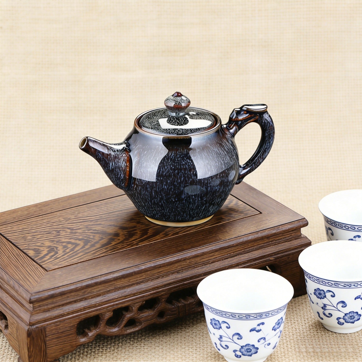 Coral Gray Beauty Kiln Change Ceramic Teapot