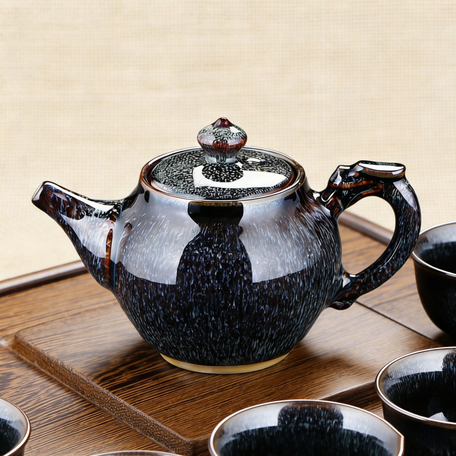 Coral Gray Beauty Kiln Change Ceramic Teapot