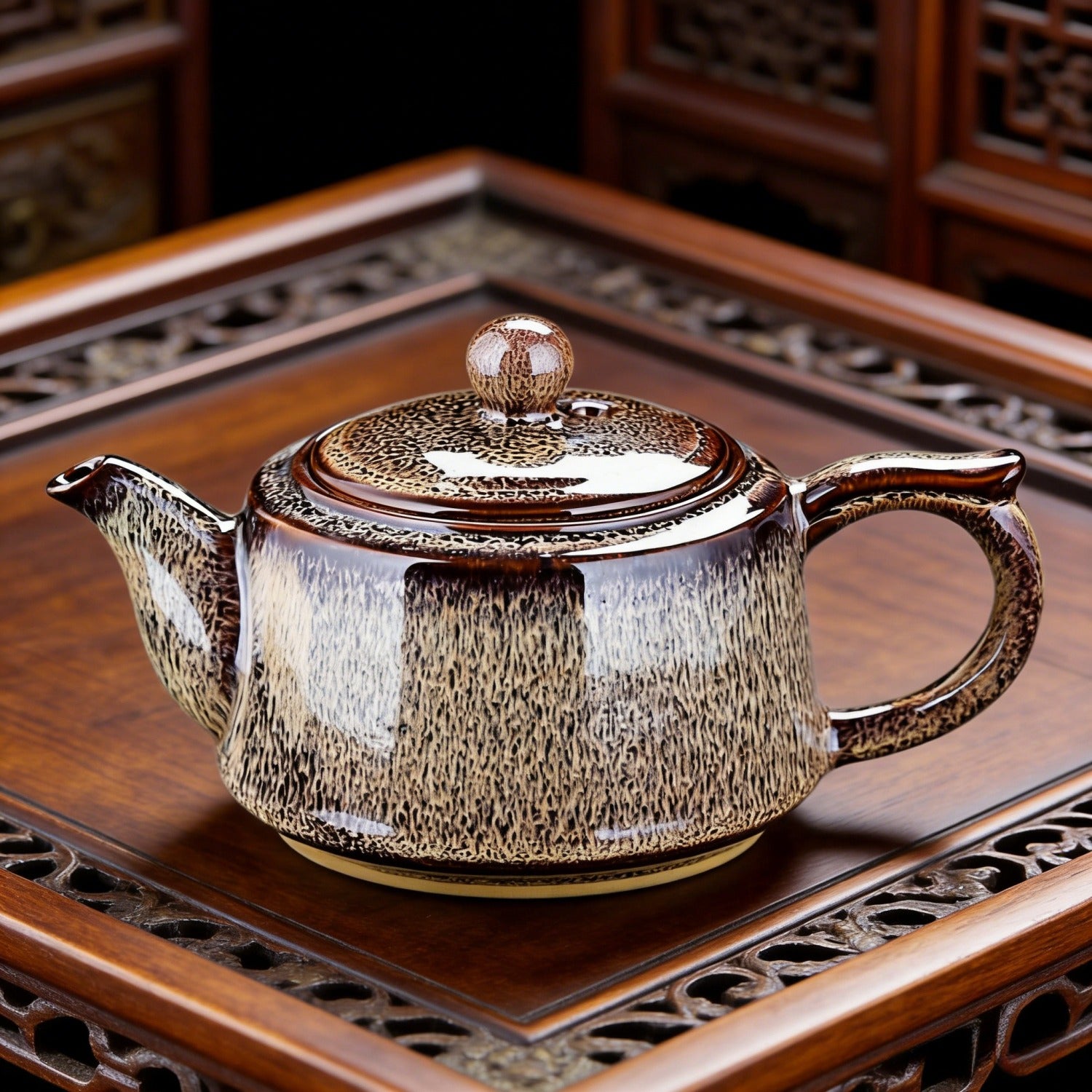Eggplant Purple Kiln Change Ceramic Teapot