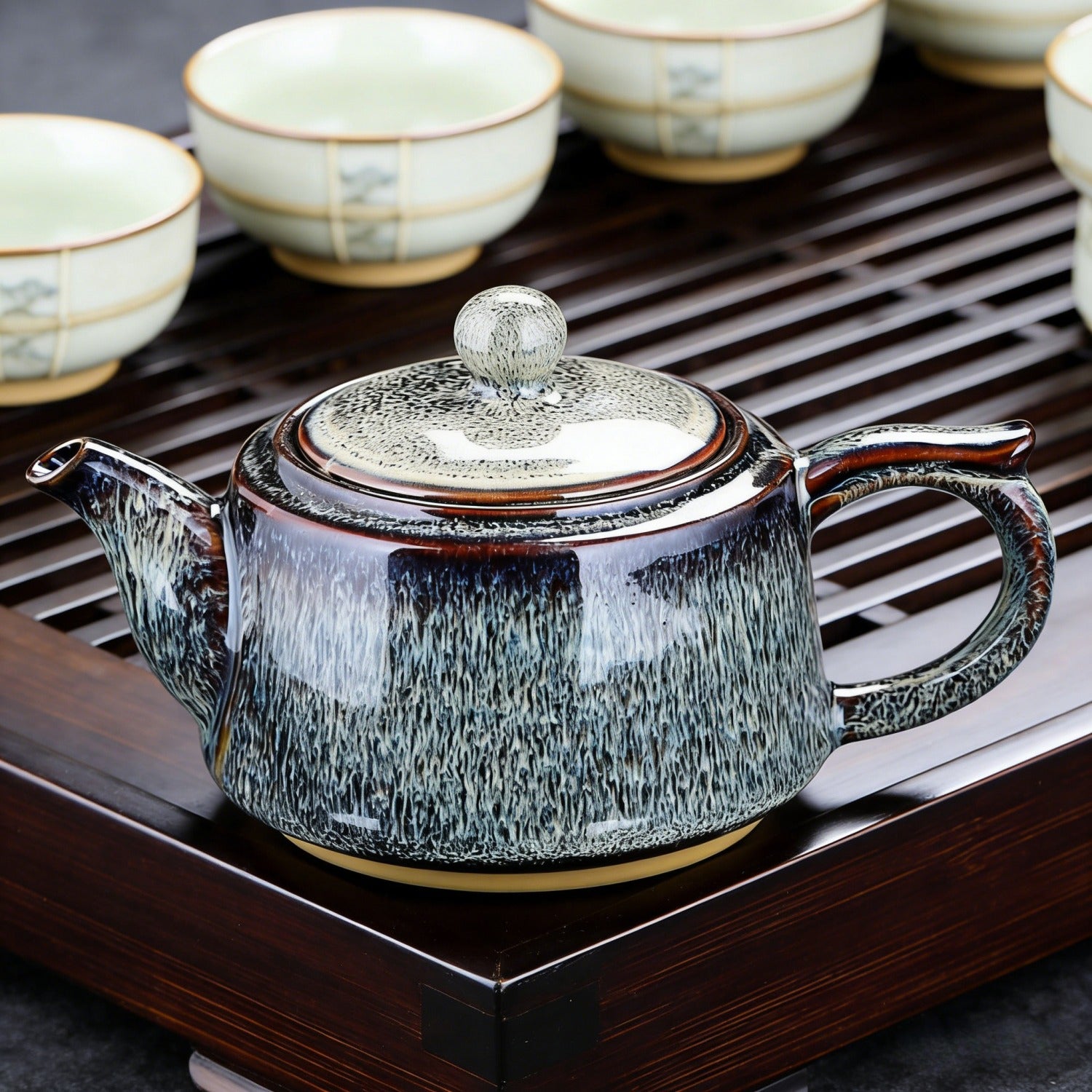 Coral Gray Kiln Change Ceramic Teapot
