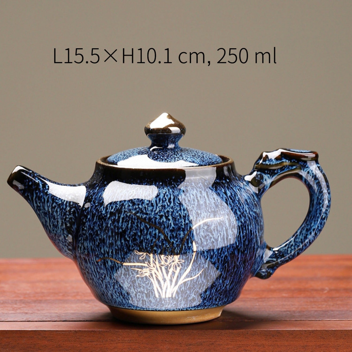 Jun Blue Gold Painted Kiln Change Ceramic Teapot