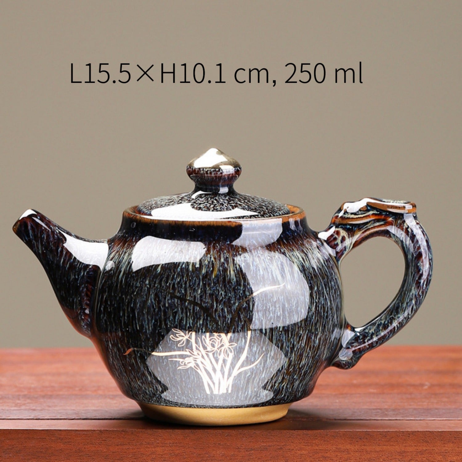 Jun Gray Gold Orchid Kiln Change Ceramic Teapot