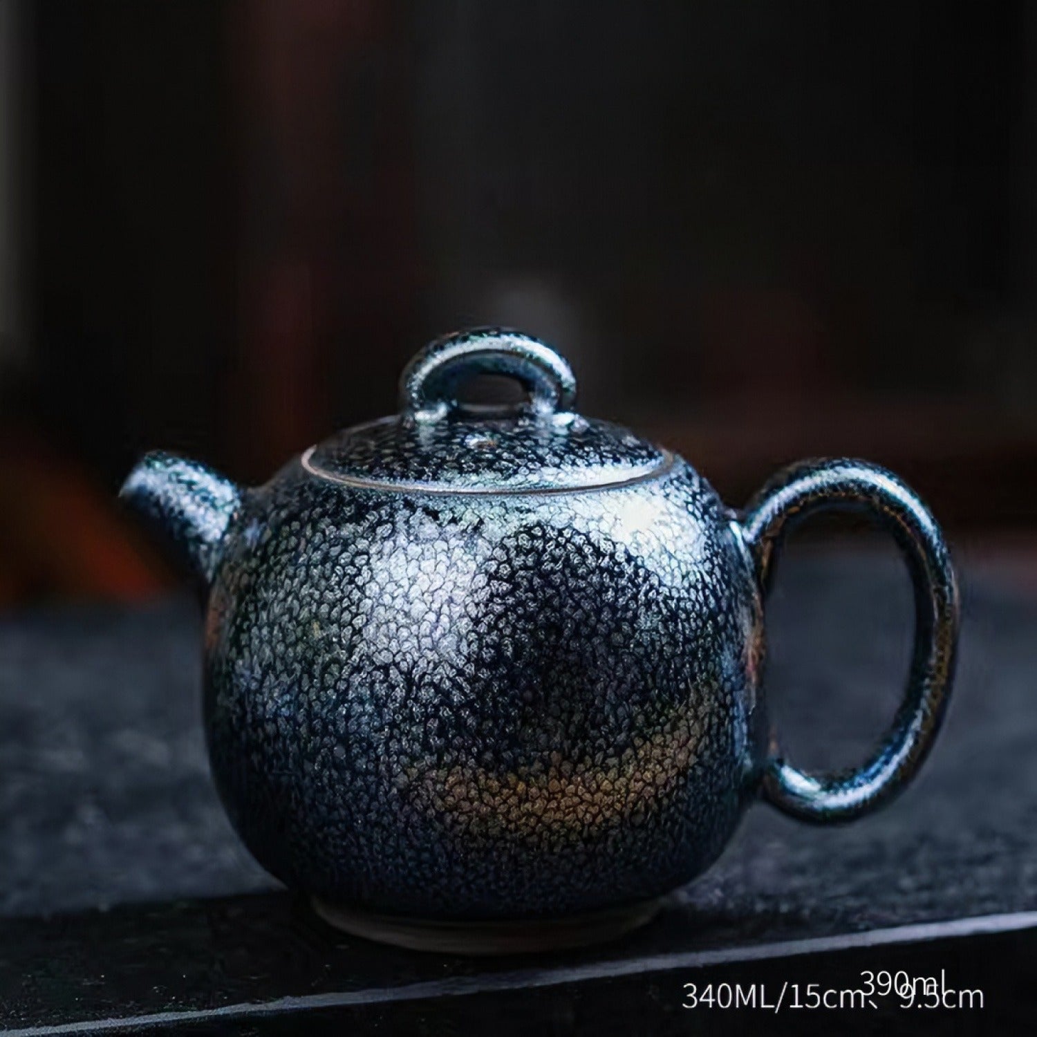 Full Moon Tenmoku Teapot 340ml Iron Body