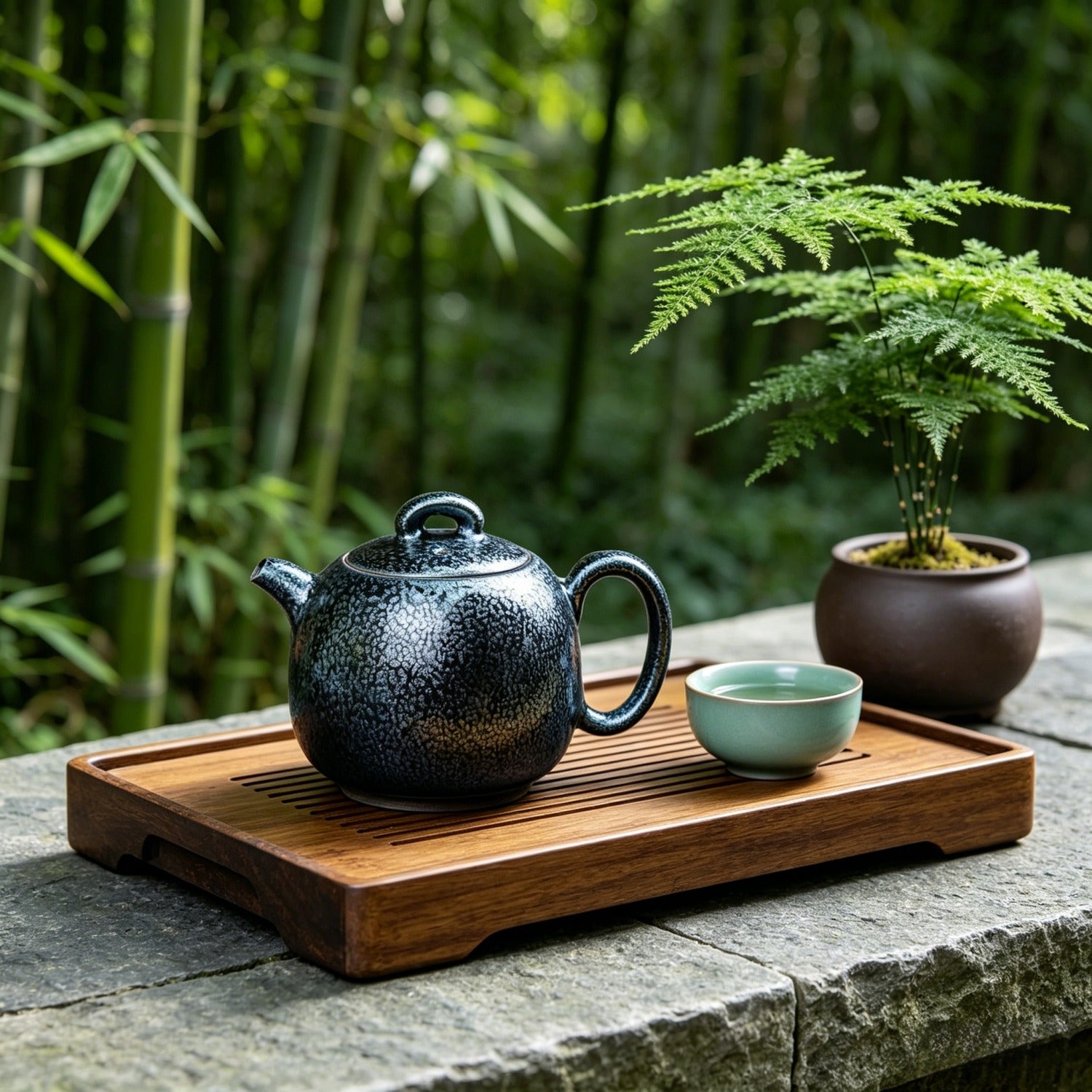 Full Moon Tenmoku Teapot 340ml Iron Body