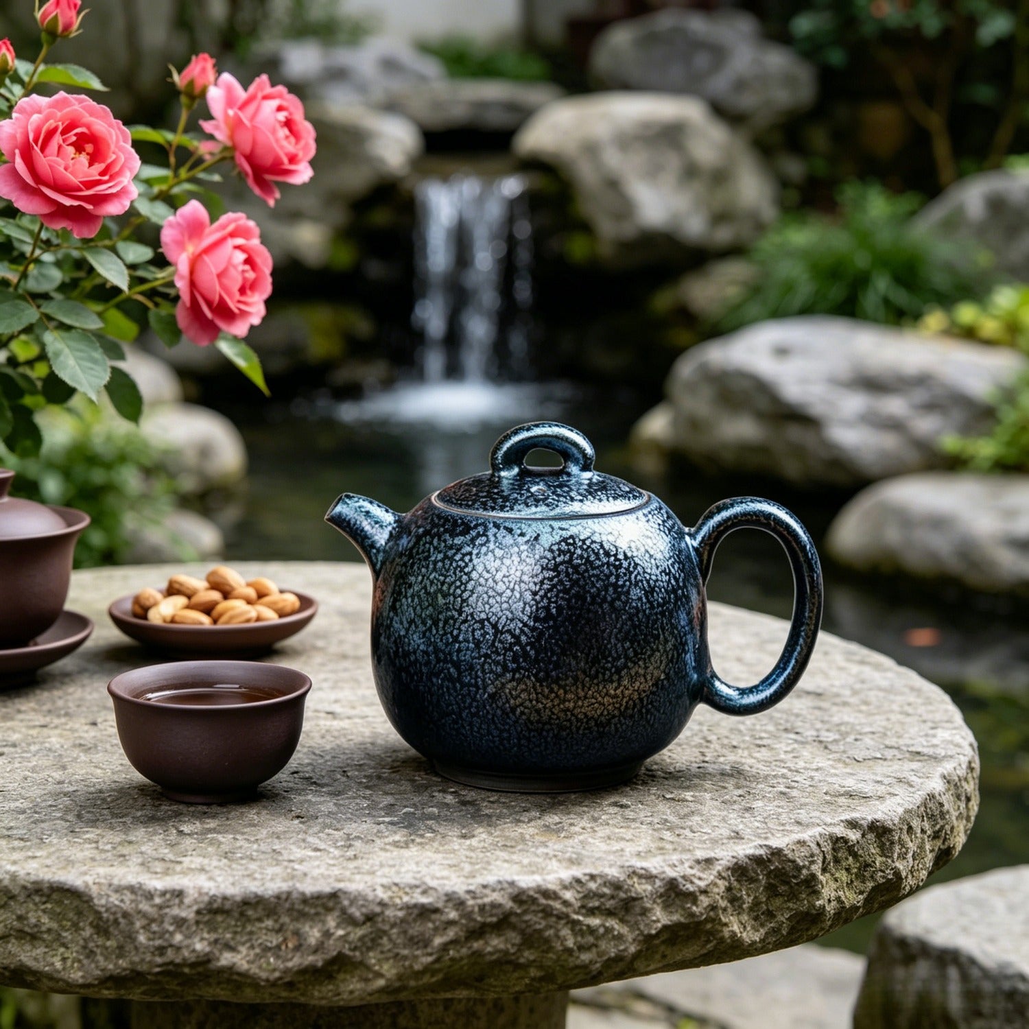 Full Moon Tenmoku Teapot 340ml Iron Body