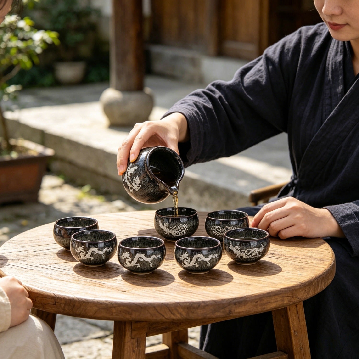 Jun Gray Silver-Inlaid 14Pcs Jinglan Tea Set