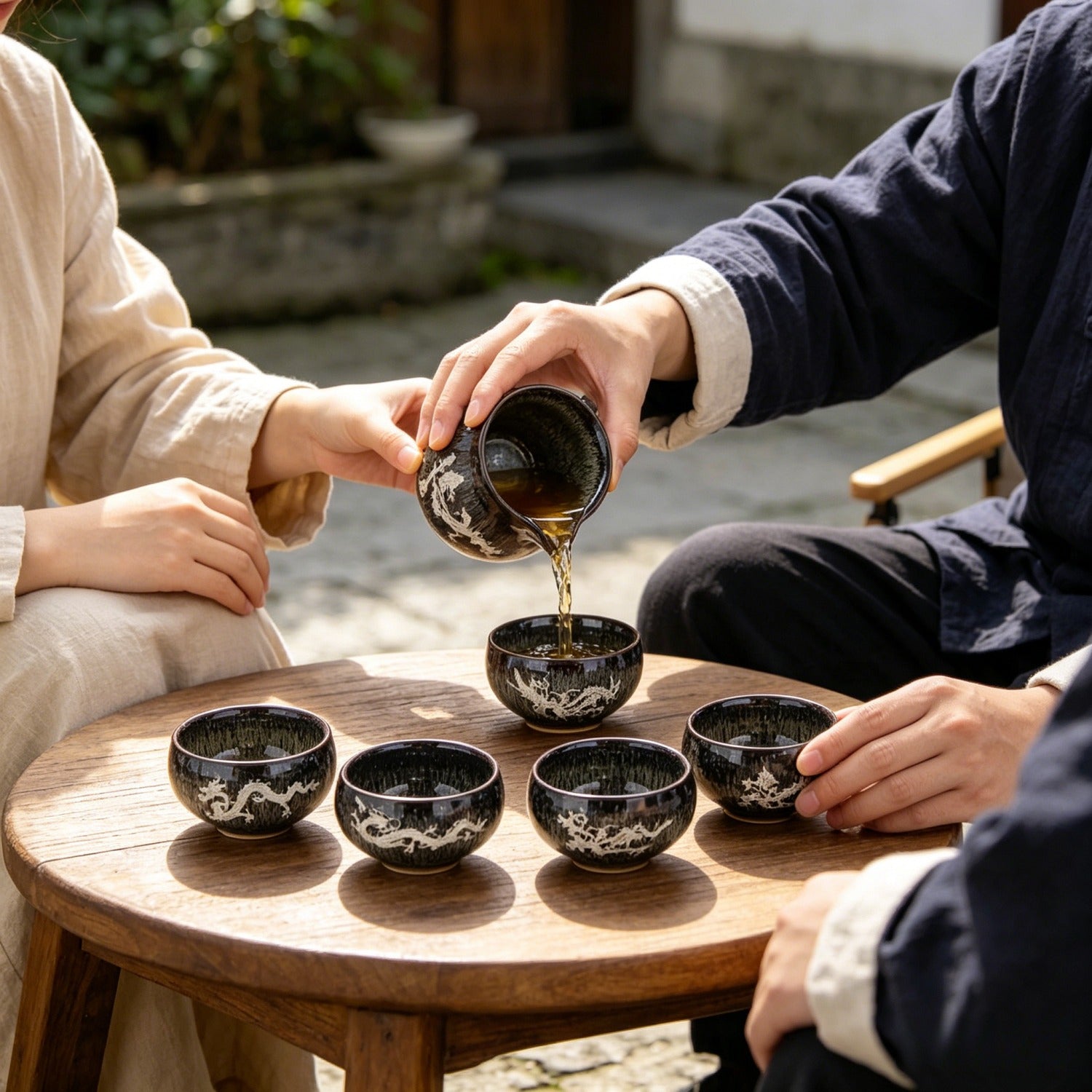 Jun Gray Silver-Inlaid 14Pcs Jinglan Tea Set