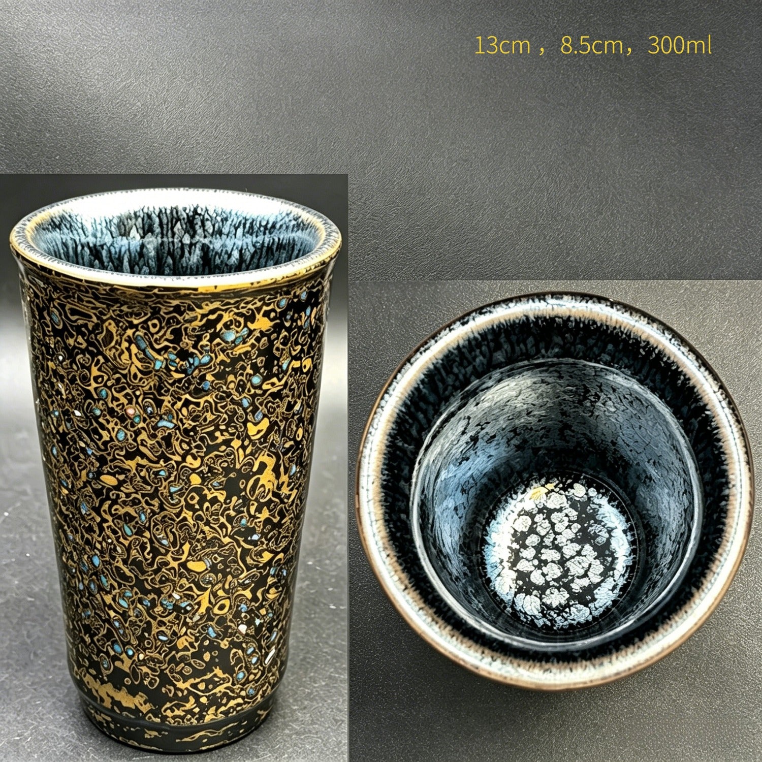 Zebra Yellow Lacquer Tenmoku Beer Cup 300ml
