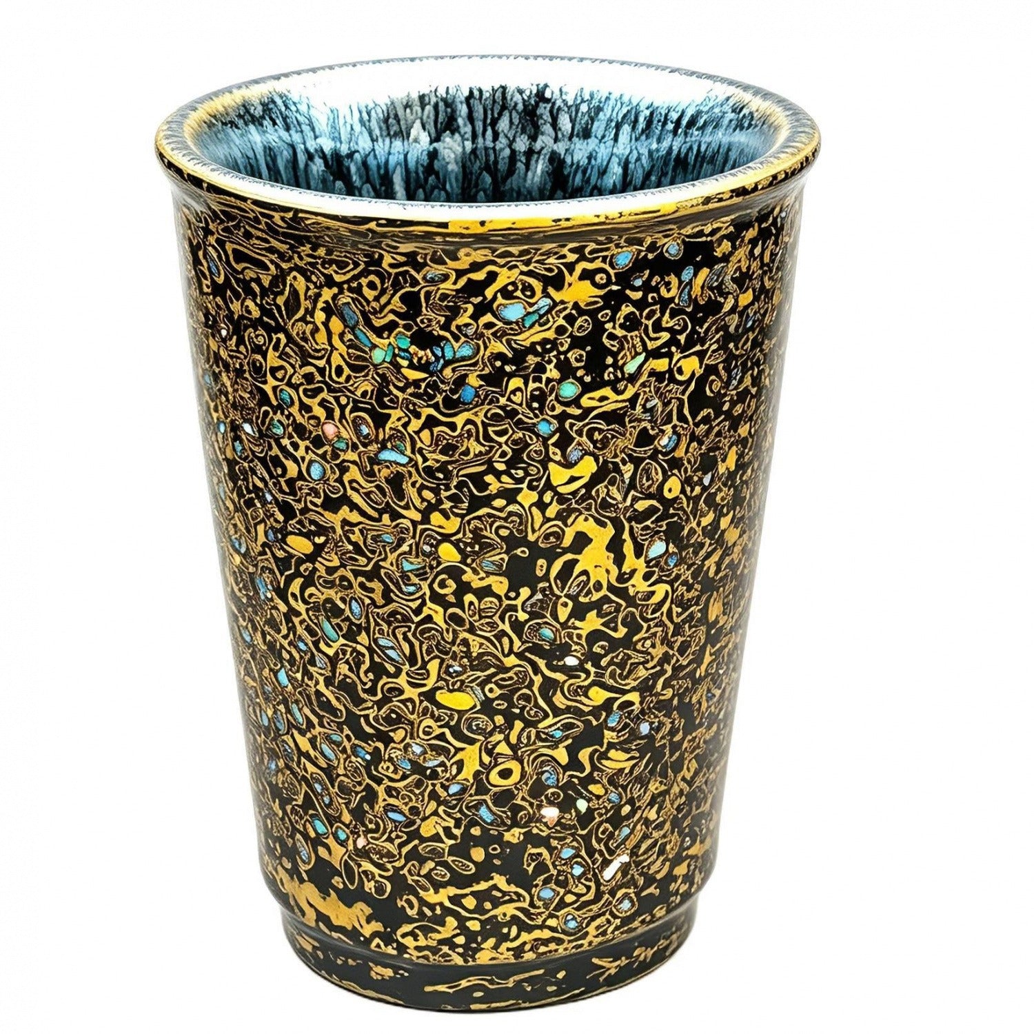 Zebra Yellow Lacquer Tenmoku Beer Cup 300ml