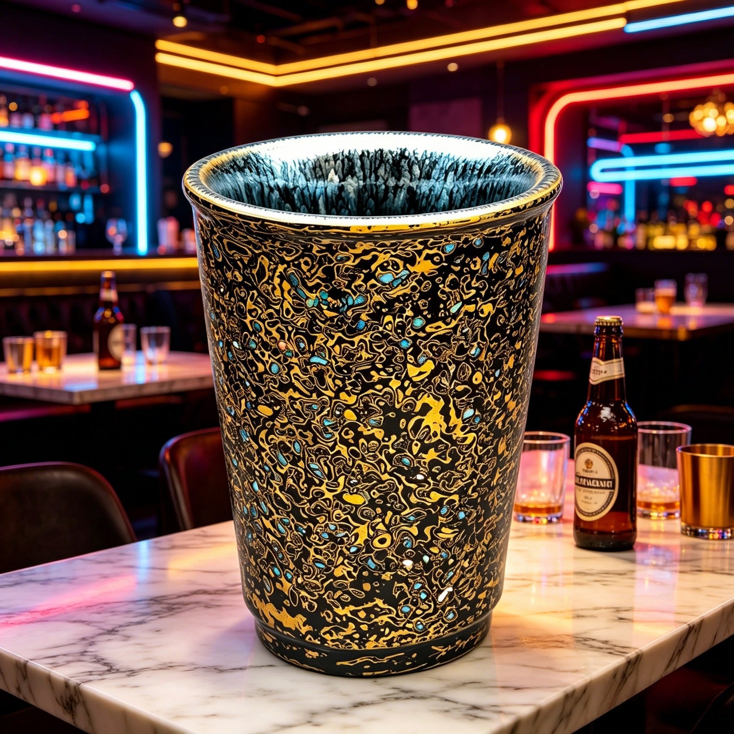 Zebra Yellow Lacquer Tenmoku Beer Cup 300ml