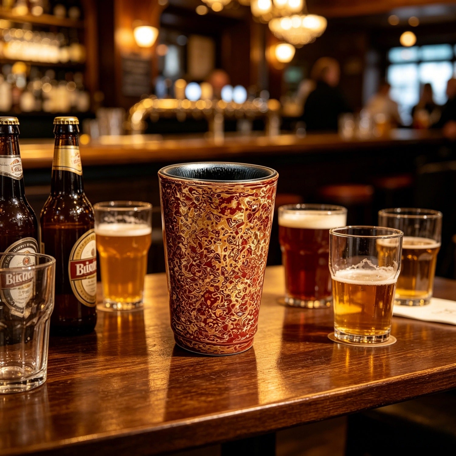 Azalea Red Lacquer Tenmoku Beer Cup 300ml