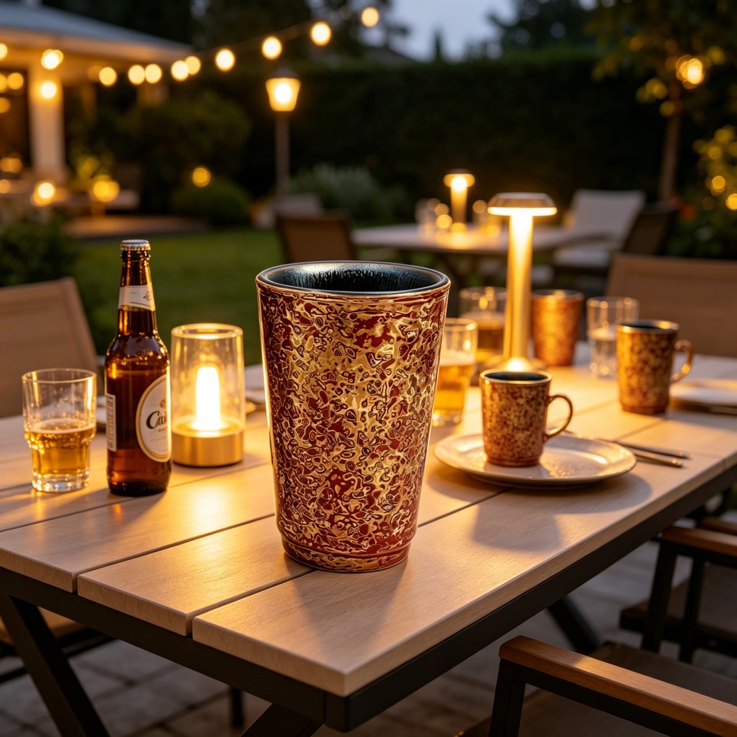 Azalea Red Lacquer Tenmoku Beer Cup 300ml