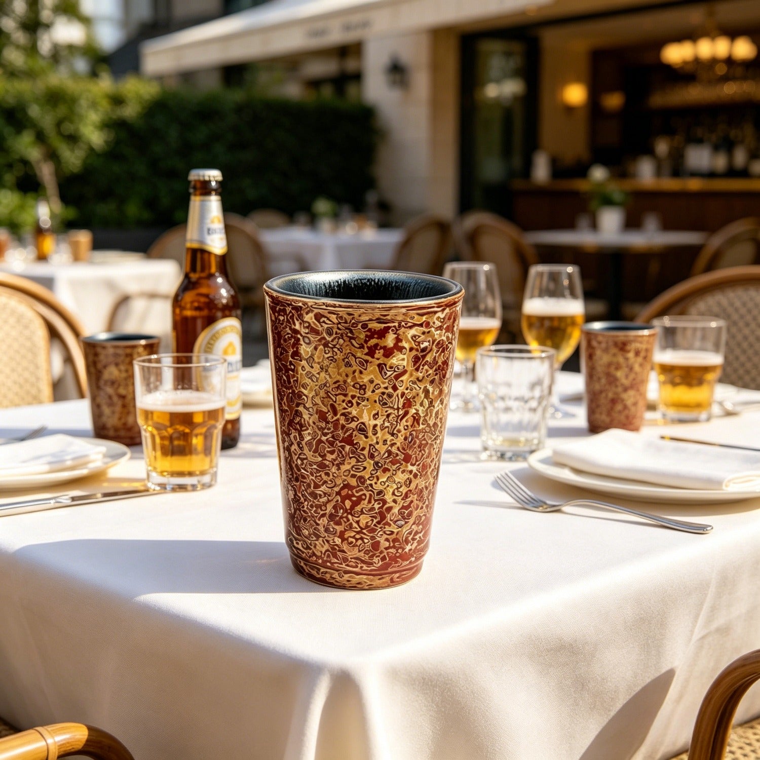 Azalea Red Lacquer Tenmoku Beer Cup 300ml