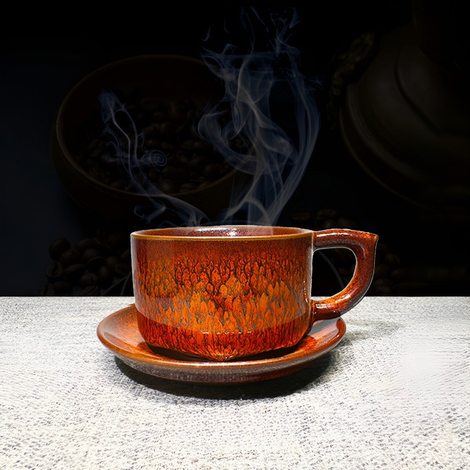 Partridge Red Jian Zhan Tenmoku Coffee Cup Handmade Ceramic Mug