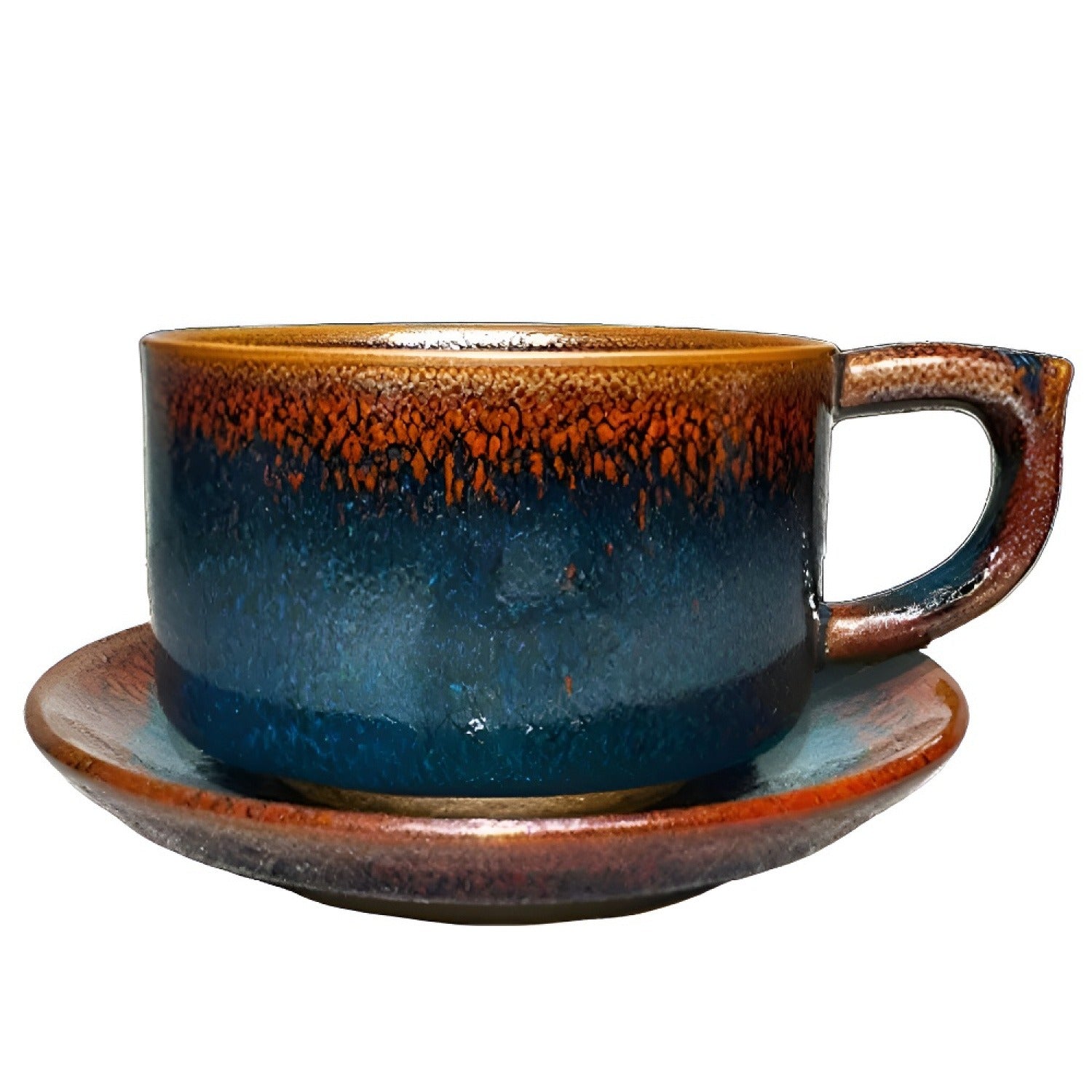 Midnight Blue Partridge Jian Zhan Tenmoku Coffee Cup Handmade Ceramic