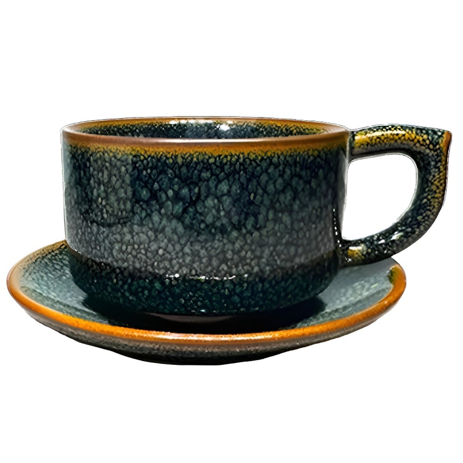Forest Green Partridge Jian Zhan Tenmoku Coffee Cup Handmade Ceramic