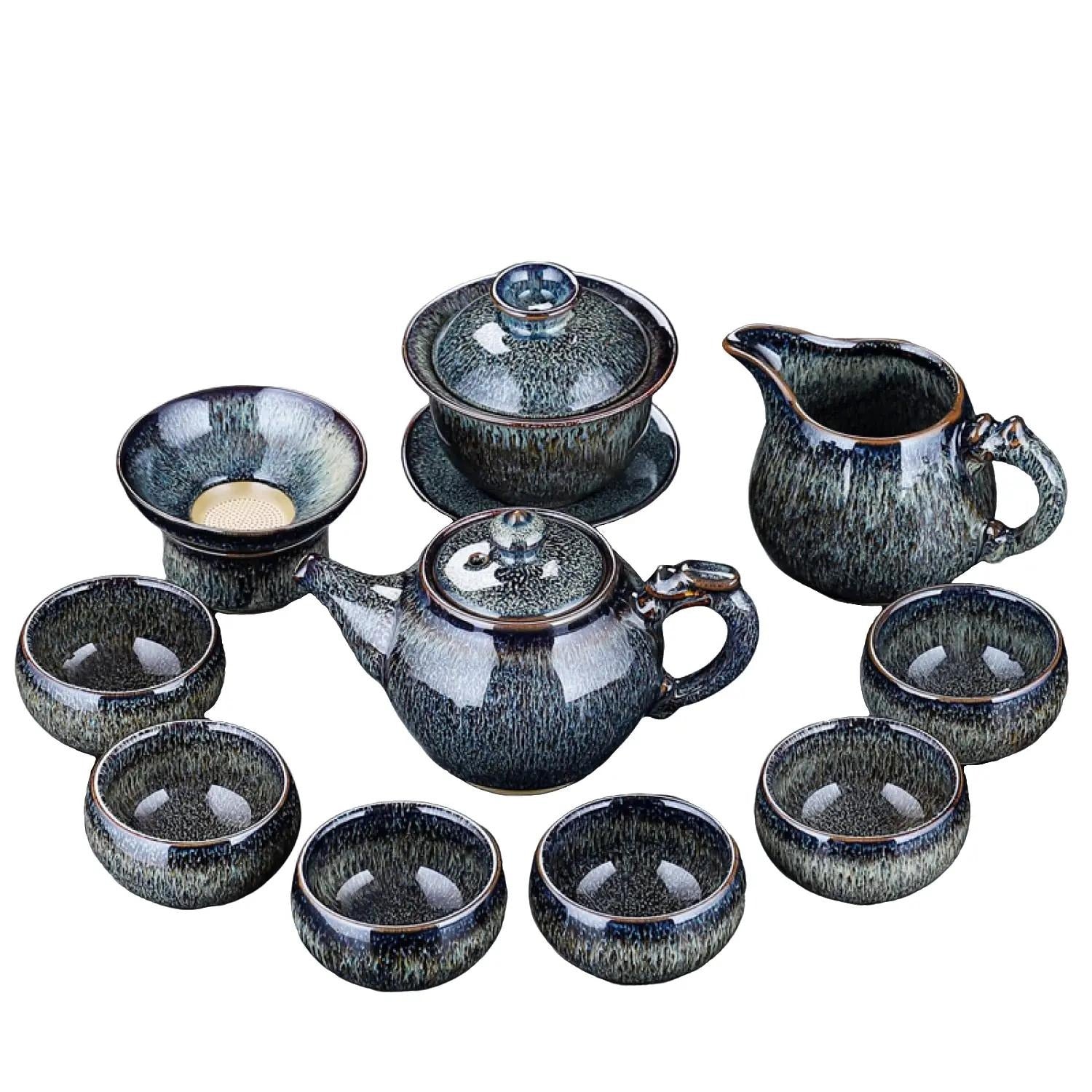 Jun Gray Kiln 10Pcs Tea Set Gift Box