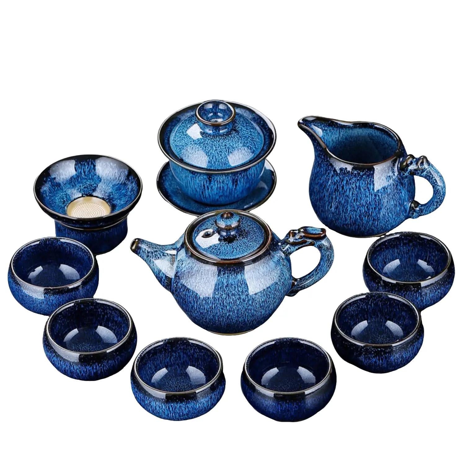Jun Blue Kiln 10Pcs Tea Set Gift Box
