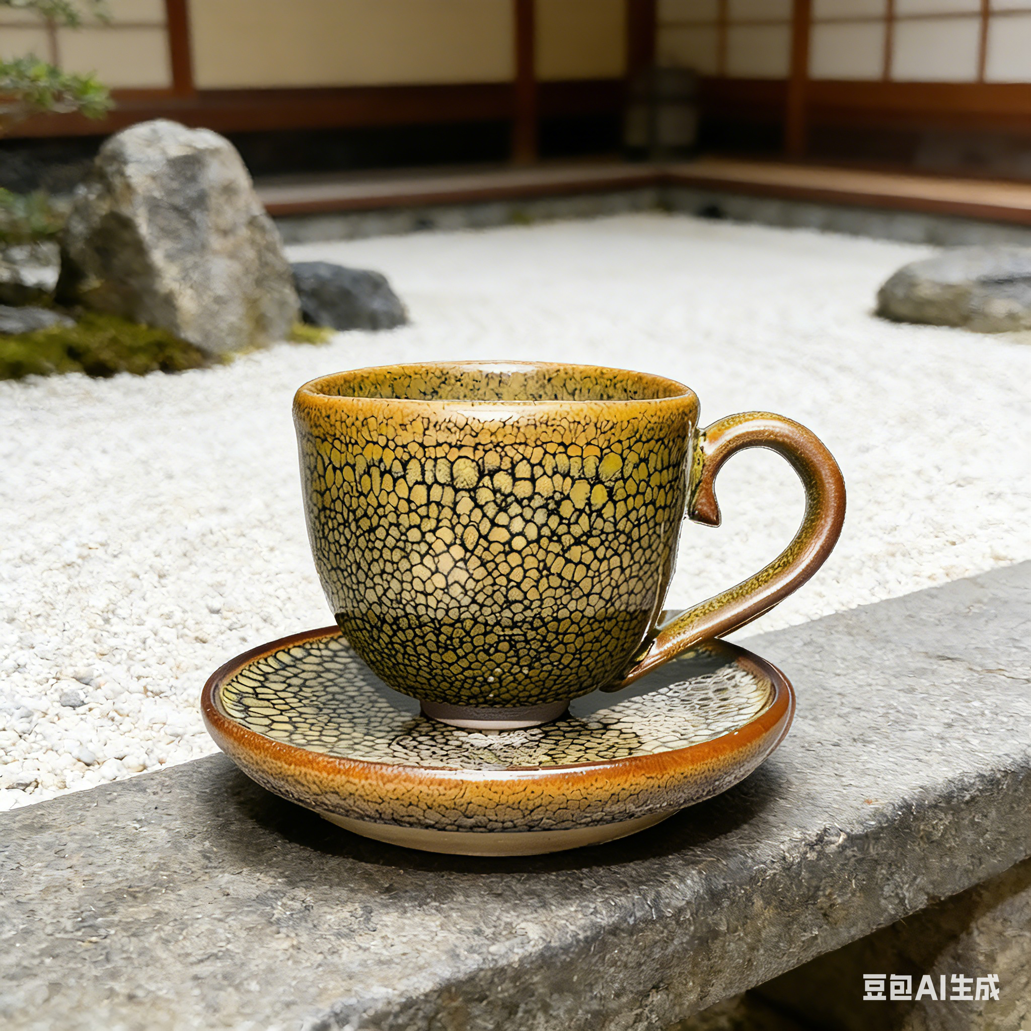 Partridge Gold Jian Zhan Tenmoku Coffee Cup Handmade Ceramic Mug