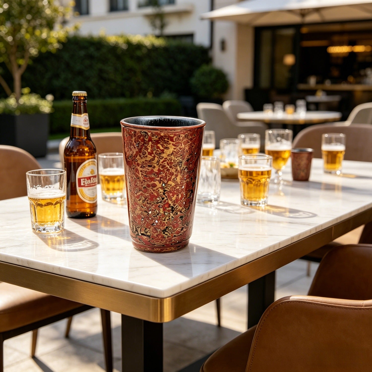 Tomato Red Lacquer Tenmoku Beer Cup 300ml