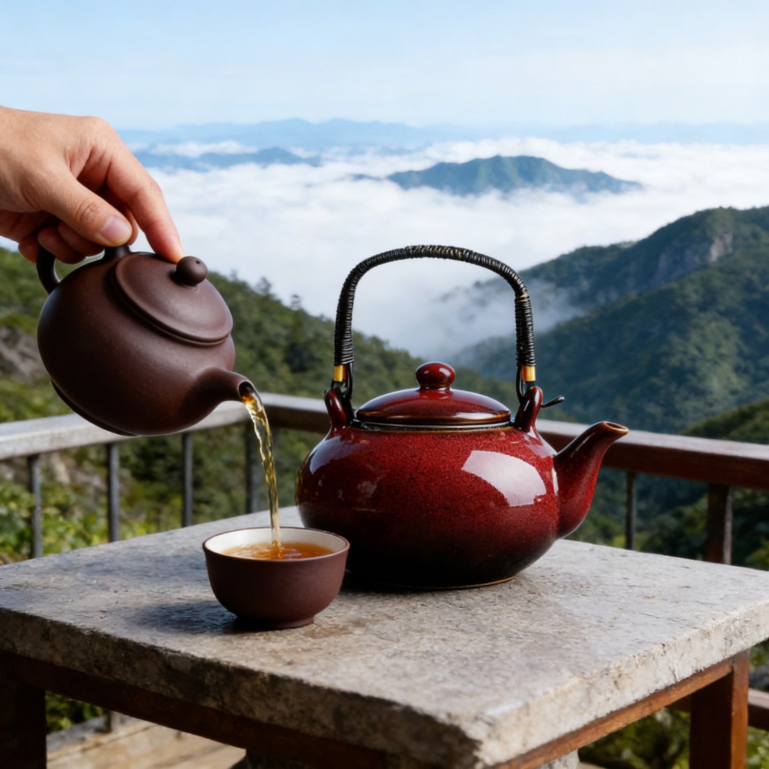 Red Kiln Change Jian Zhan Teapot 750ml Handle