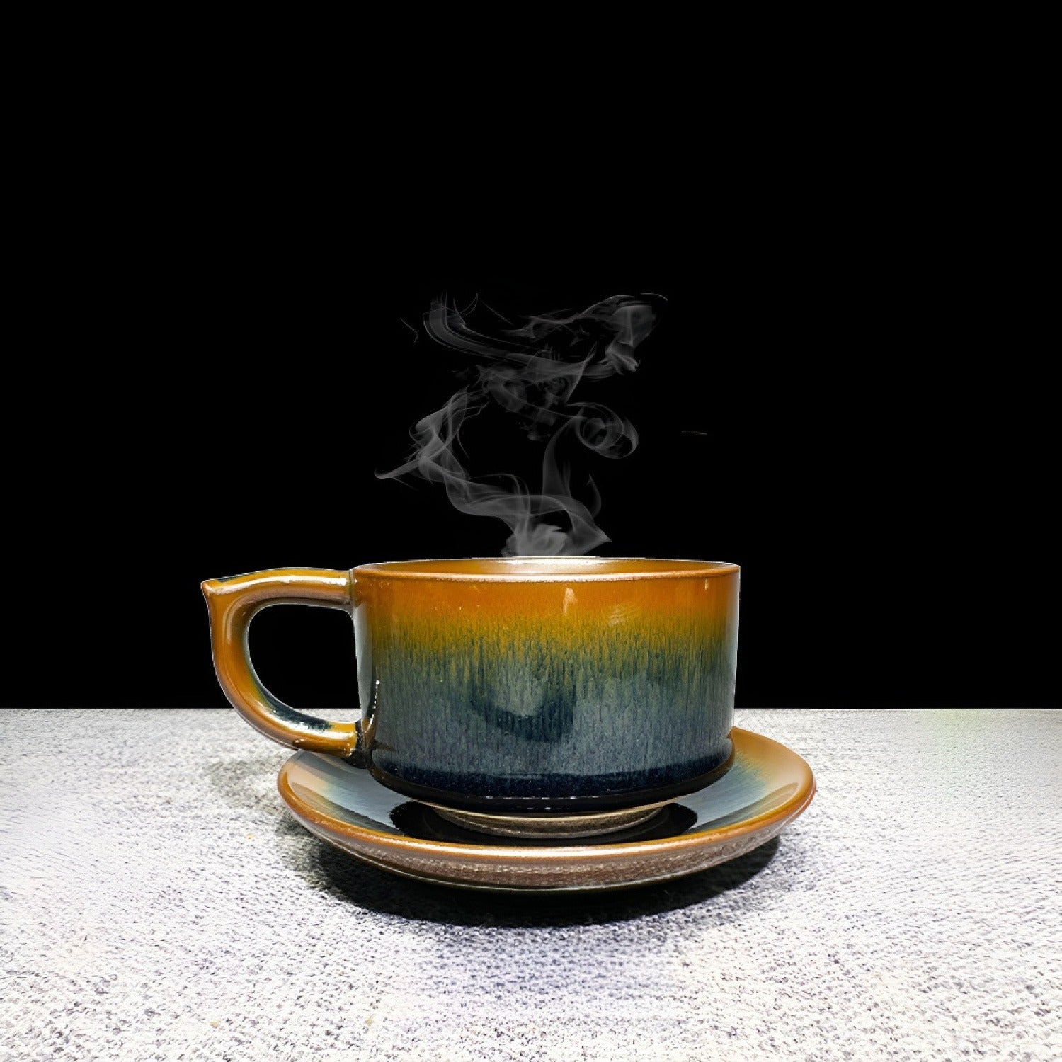 Blue-Black Hare’s Fur Jian Zhan Tenmoku Coffee Cup Handmade
