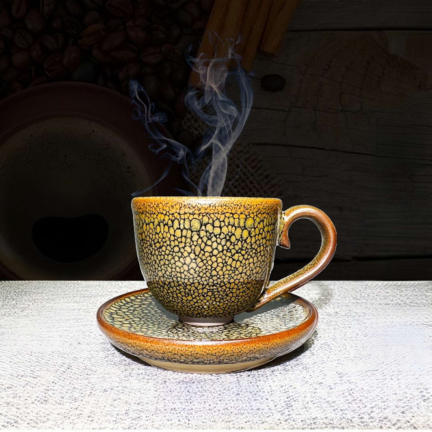 Partridge Gold Jian Zhan Tenmoku Coffee Cup Handmade Ceramic Mug