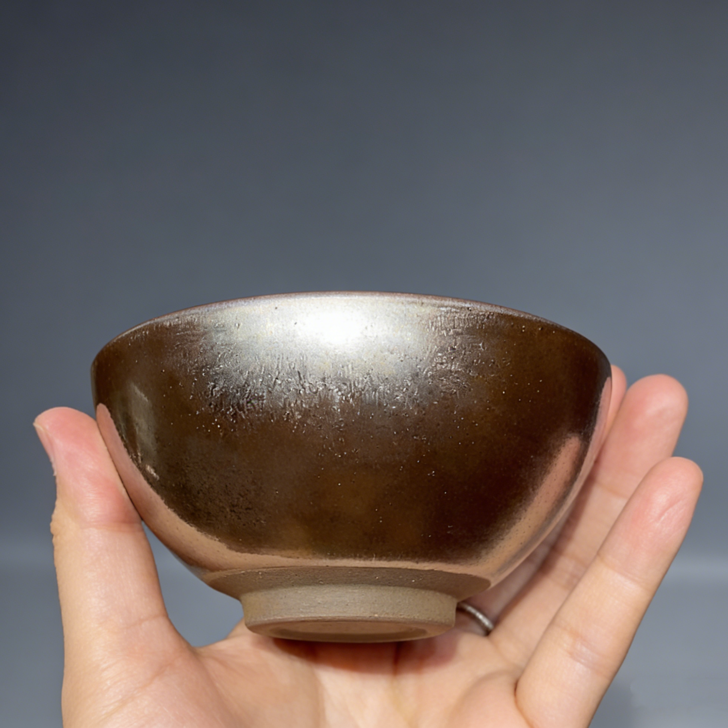 Gold Leaf Tenmoku Iron Body Large Master Tea Cup
