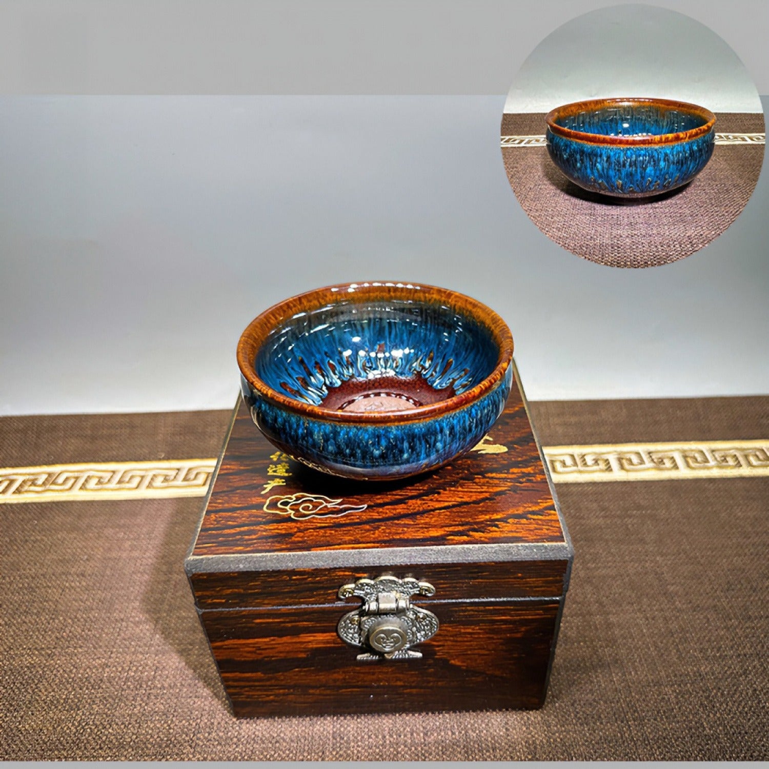 Handmade Coiled Dragon Tenmoku Master Tea Cup