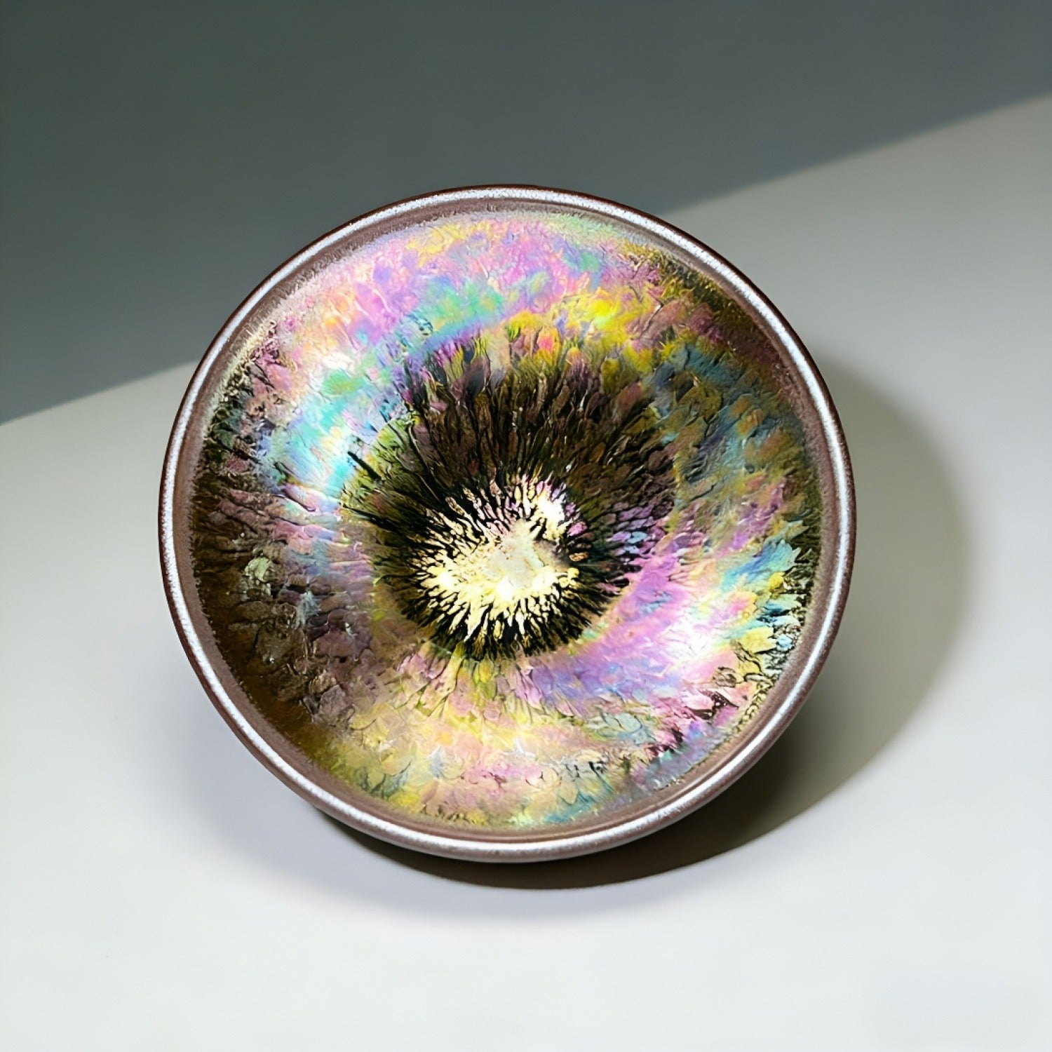 Premium Tenmoku Tea Cup Floral Ceramic Gift Set