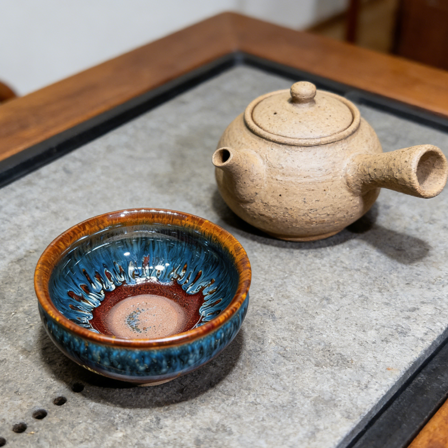 Handmade Coiled Dragon Tenmoku Master Tea Cup