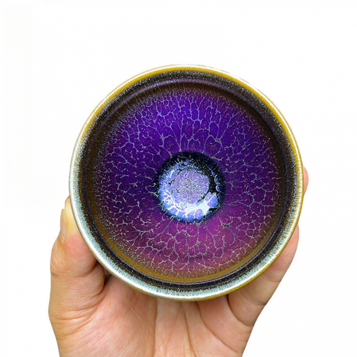 Blooming Fortune Oil-Drop Tenmoku Iron Body Tea Cup