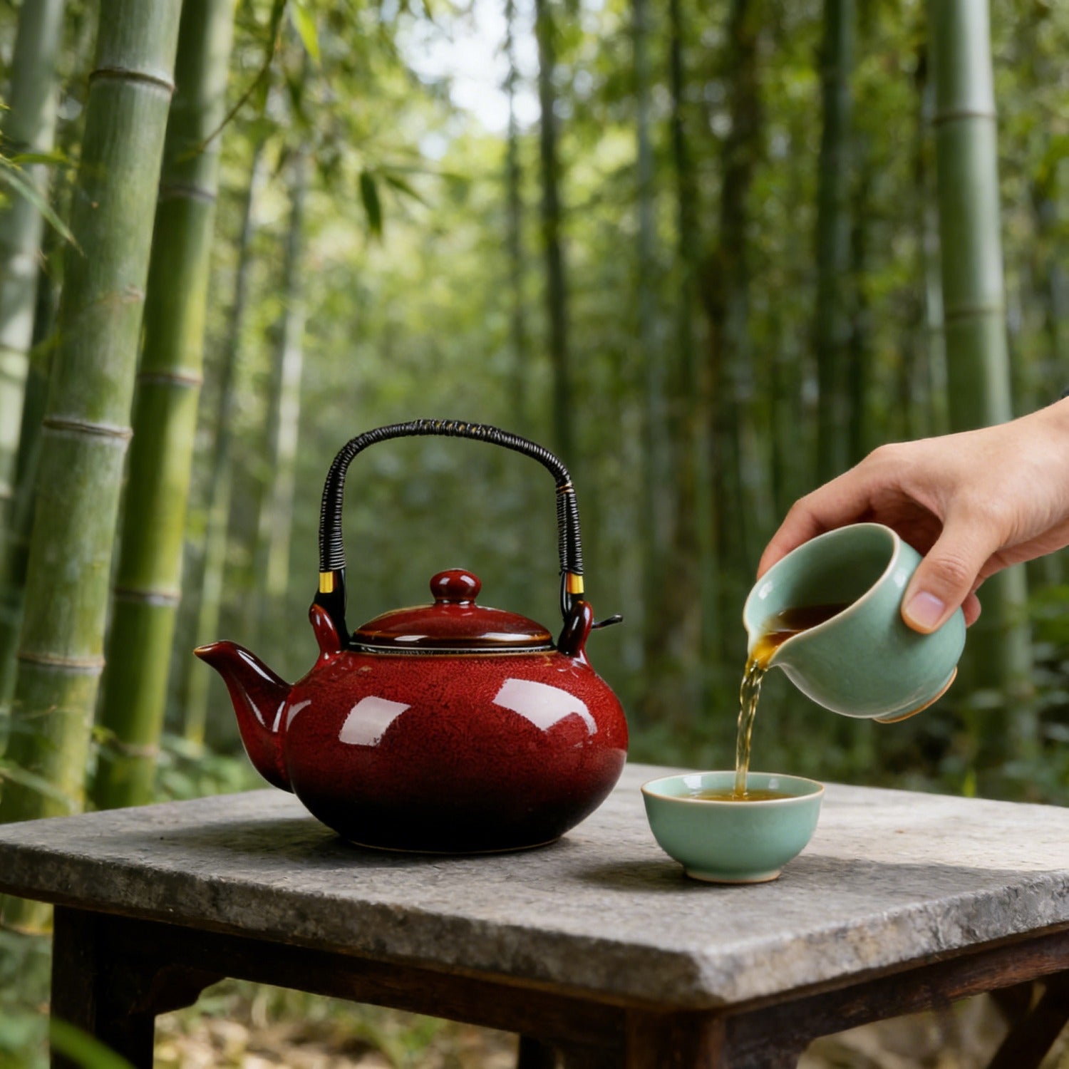 Red Kiln Change Jian Zhan Teapot 750ml Handle