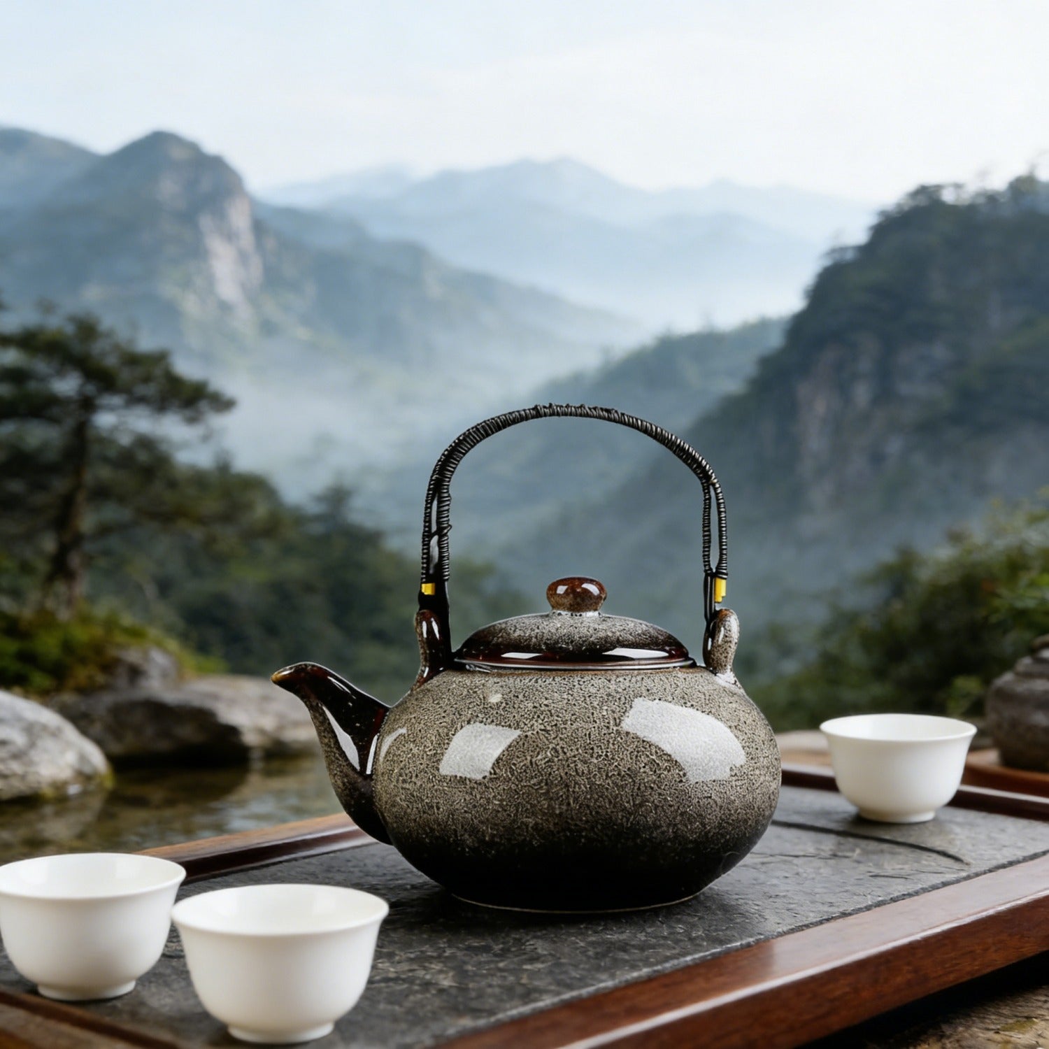White Kiln Change Jian Zhan Teapot 750ml Handle
