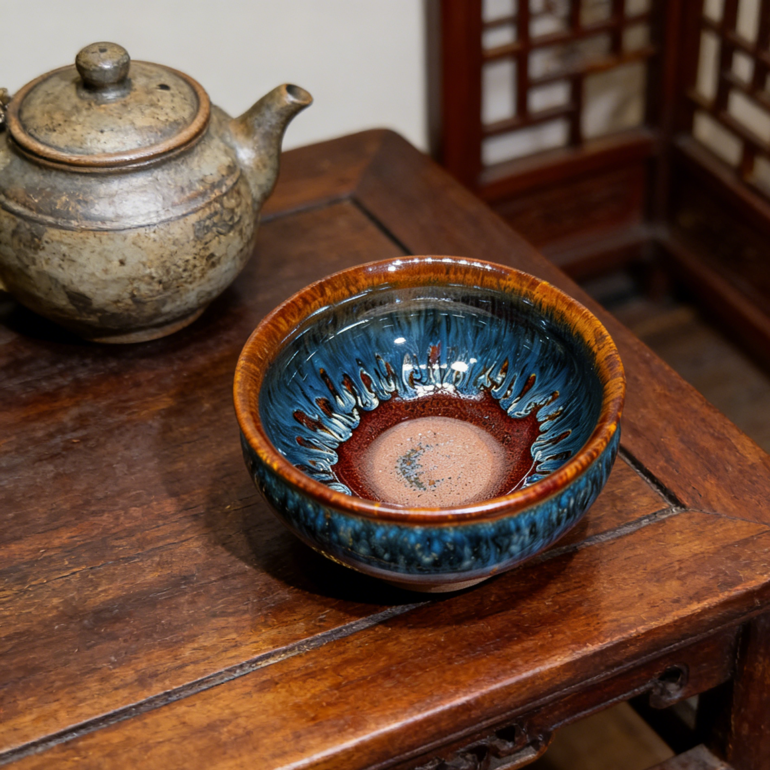 Handmade Coiled Dragon Tenmoku Master Tea Cup