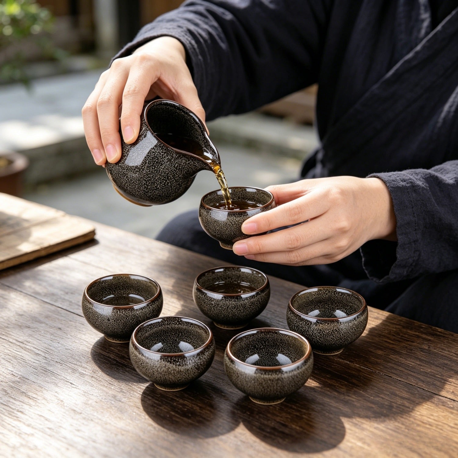 Brown Gray Kiln 11Pcs Tea Set Gift Box