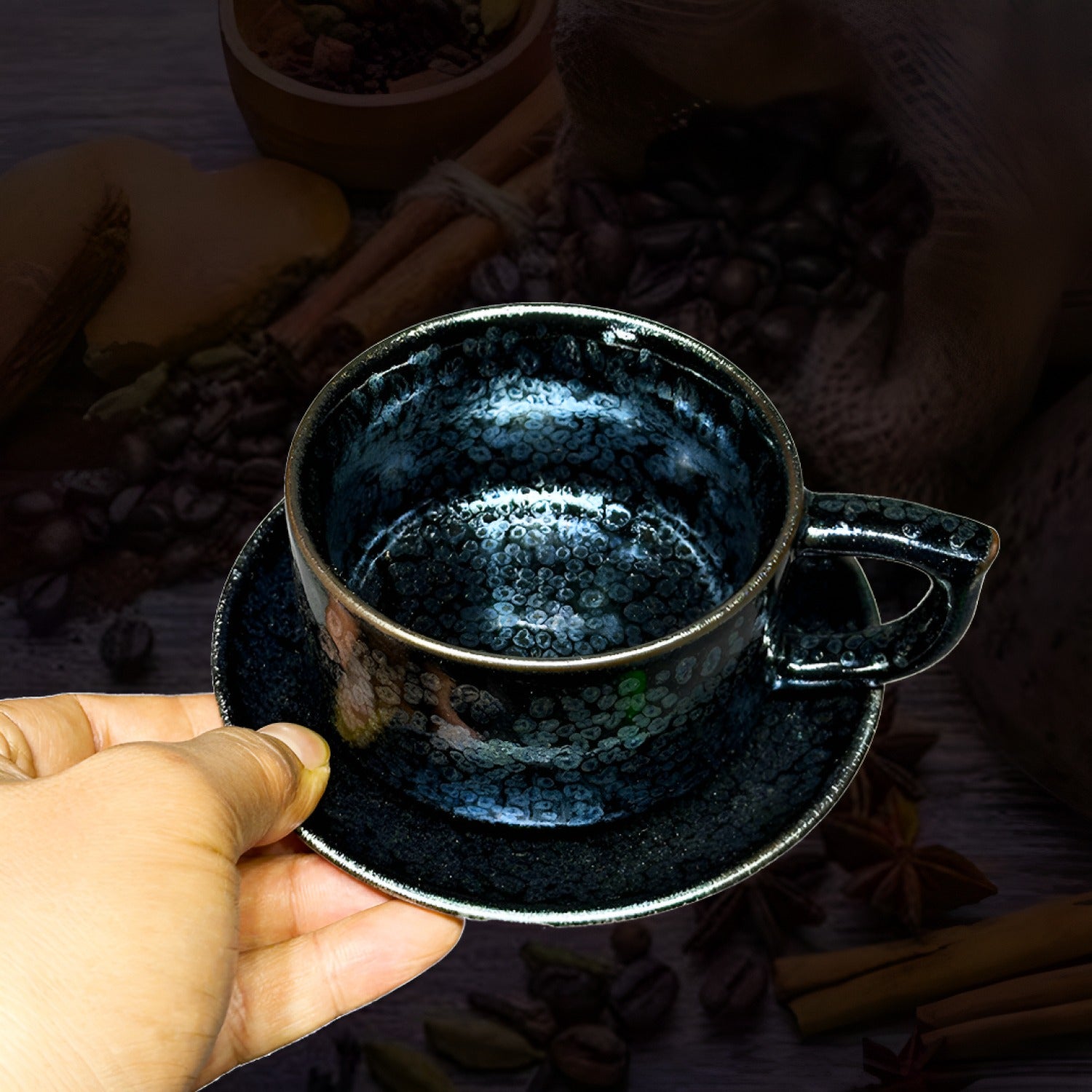 Heavenly Eye Oil Spot Jian Zhan Tenmoku Coffee Cup Handmade Ceramic