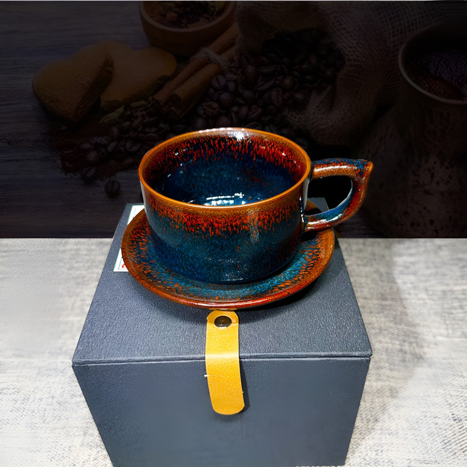 Midnight Blue Partridge Jian Zhan Tenmoku Coffee Cup Handmade Ceramic