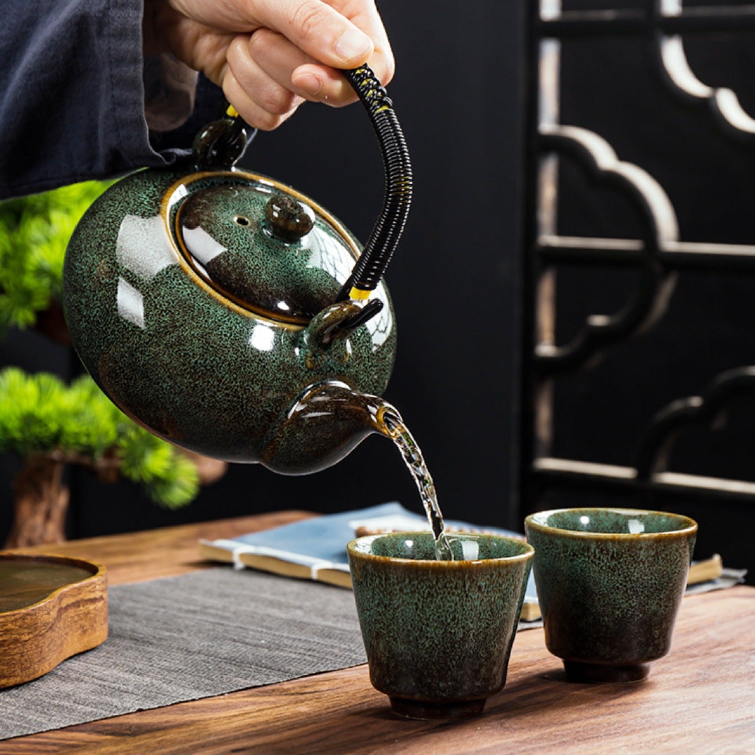 Green Kiln Change Jian Zhan Teapot 750ml Handle