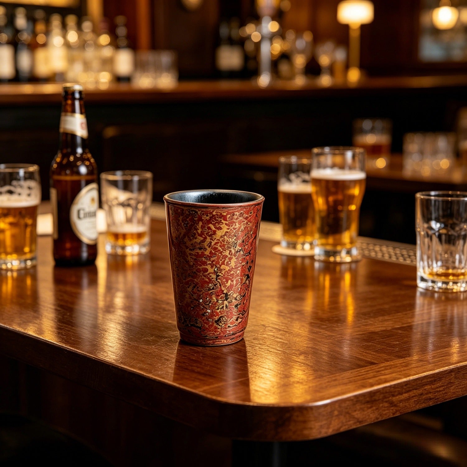 Tomato Red Lacquer Tenmoku Beer Cup 300ml