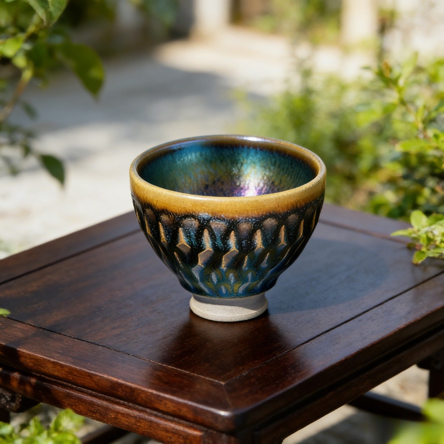 Handmade Carved Inlet Jian Ware Wood Fired Master Cup