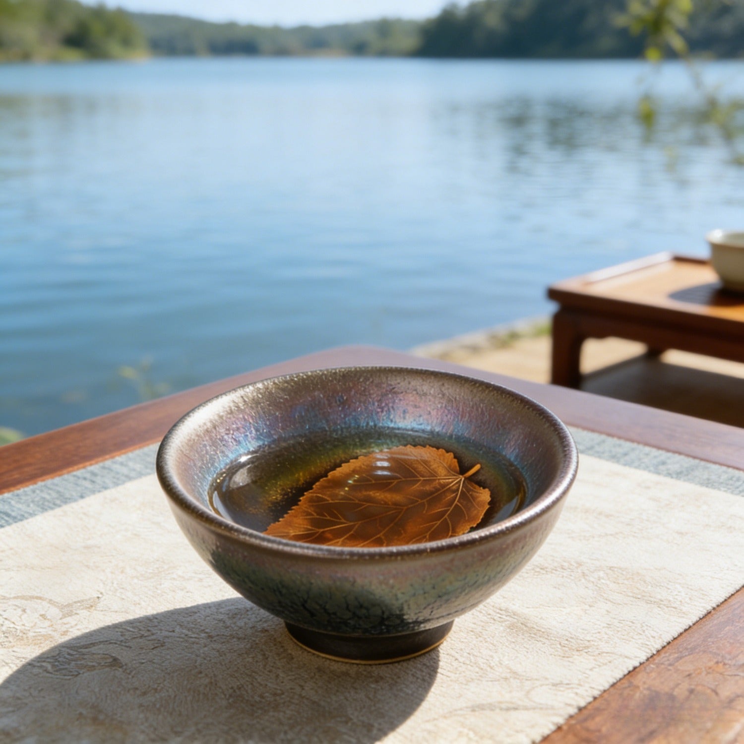 Gold Foil Leaf Tenmoku Master Tea Cup
